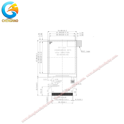 2.0 Inch 240*320 Ips Tft Lcd Display Rgb Interface Reliable Product